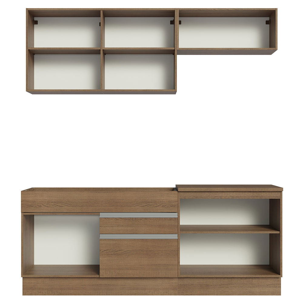 Armário de Cozinha Compacta 200cm Rustic/Crema Glamy Madesa 07