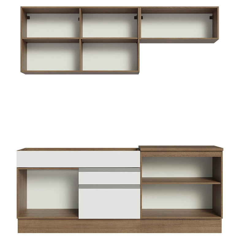 Armário de Cozinha Compacta 200cm Rustic/Branco/Crema Glamy Madesa 07