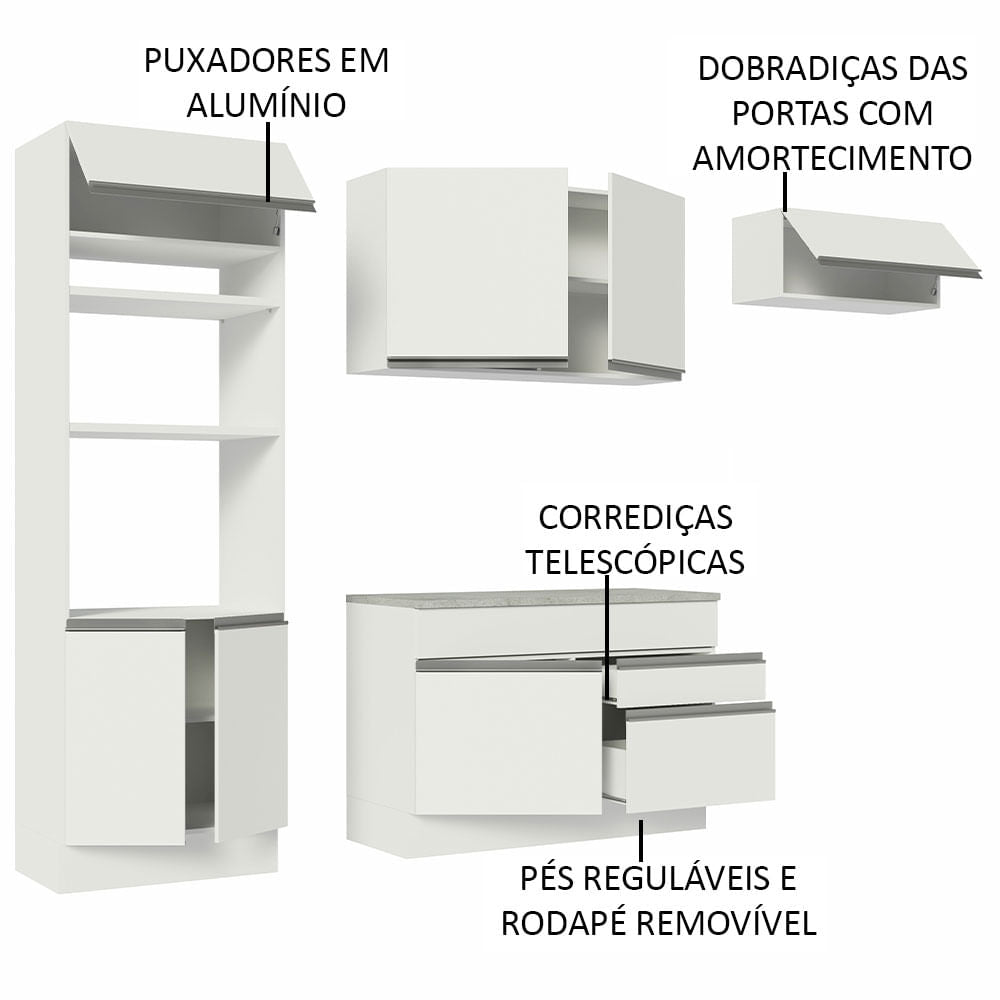 Armário de Cozinha Completa 270cm Branco Glamy Madesa 14