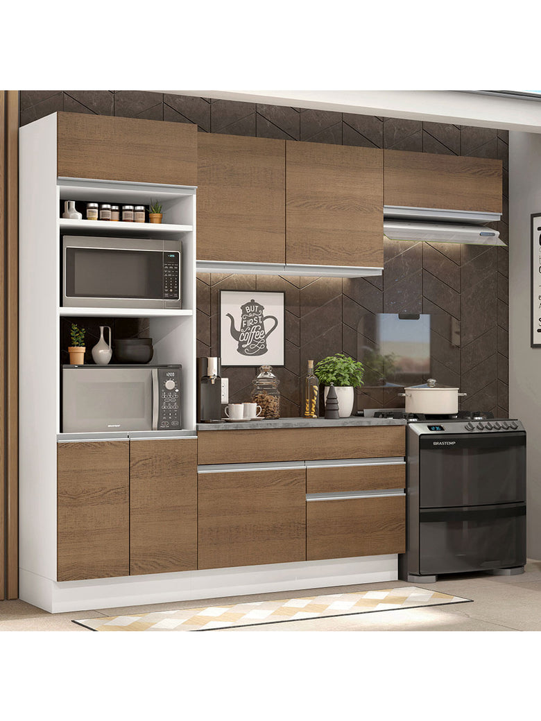 Armário de Cozinha Completa 270cm Branco/Rustic Glamy Madesa 14