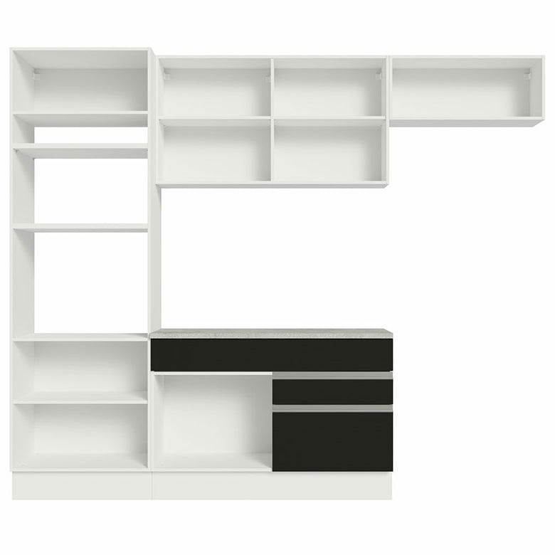 Armário de Cozinha Completa 270cm Branco/Preto Glamy Madesa 14