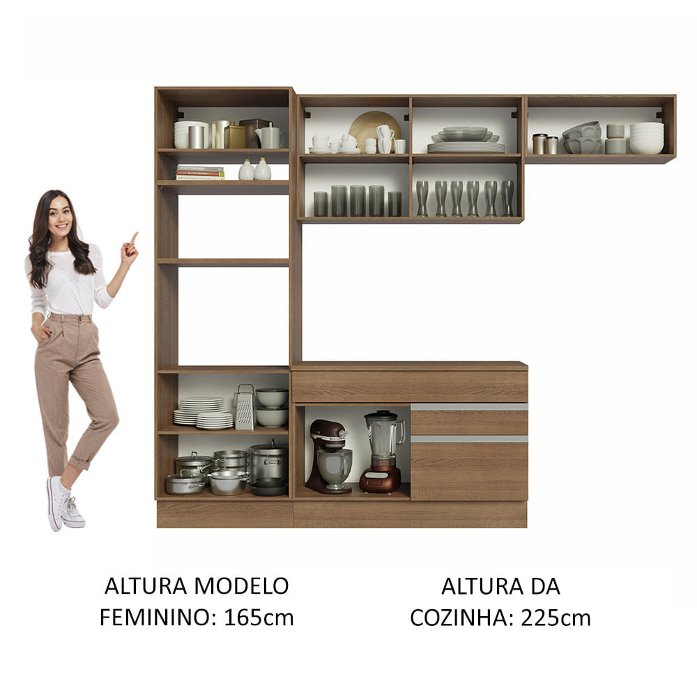 Armário de Cozinha Completa 270cm Rustic Glamy Madesa 14