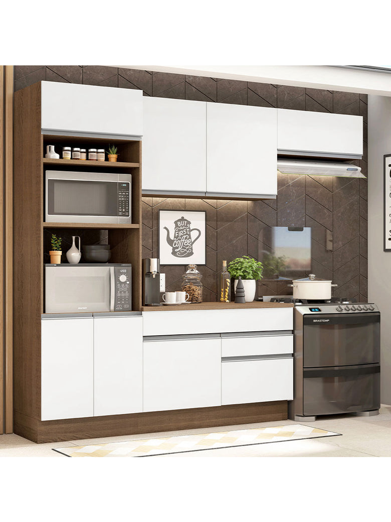 Armário de Cozinha Completa 270cm Rustic/Branco Glamy Madesa 14