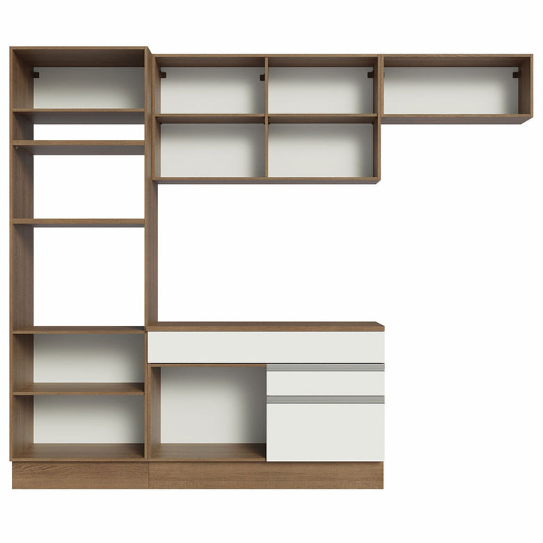 Armário de Cozinha Completa 270cm Rustic/Branco Glamy Madesa 14