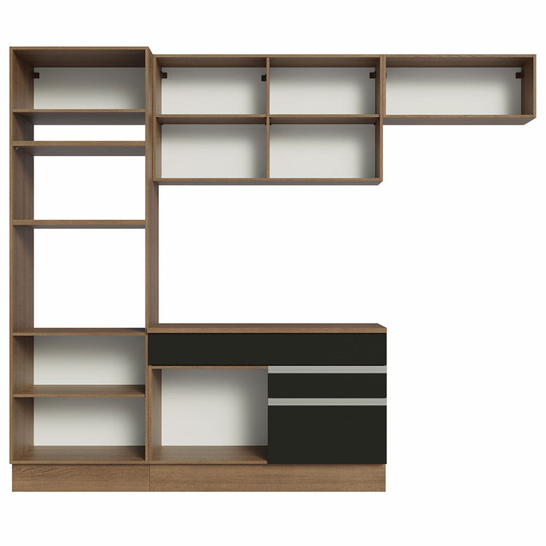 Armário de Cozinha Completa 270cm Rustic/Preto Glamy Madesa 14
