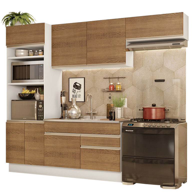 Armário de Cozinha Completa 270cm Branco/Rustic Glamy Madesa 15