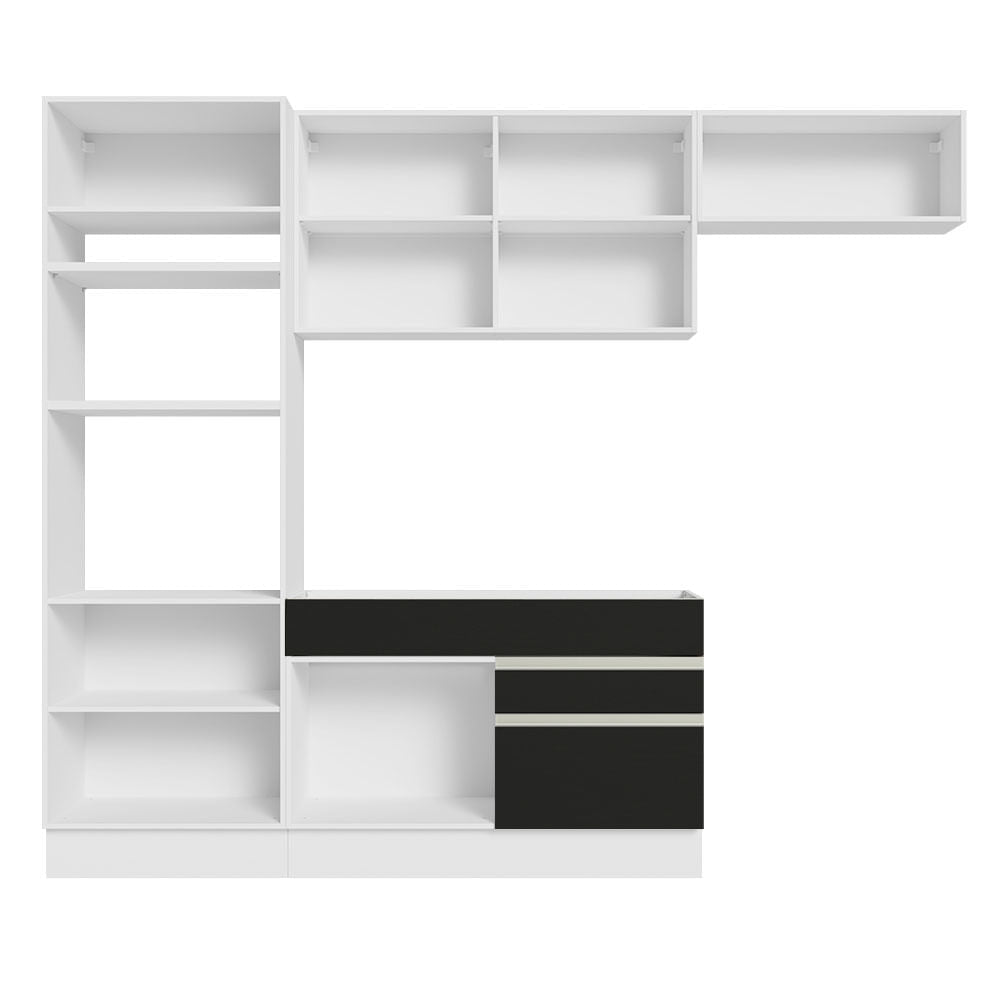 Armário de Cozinha Completa 270cm Branco/Preto Glamy Madesa 15