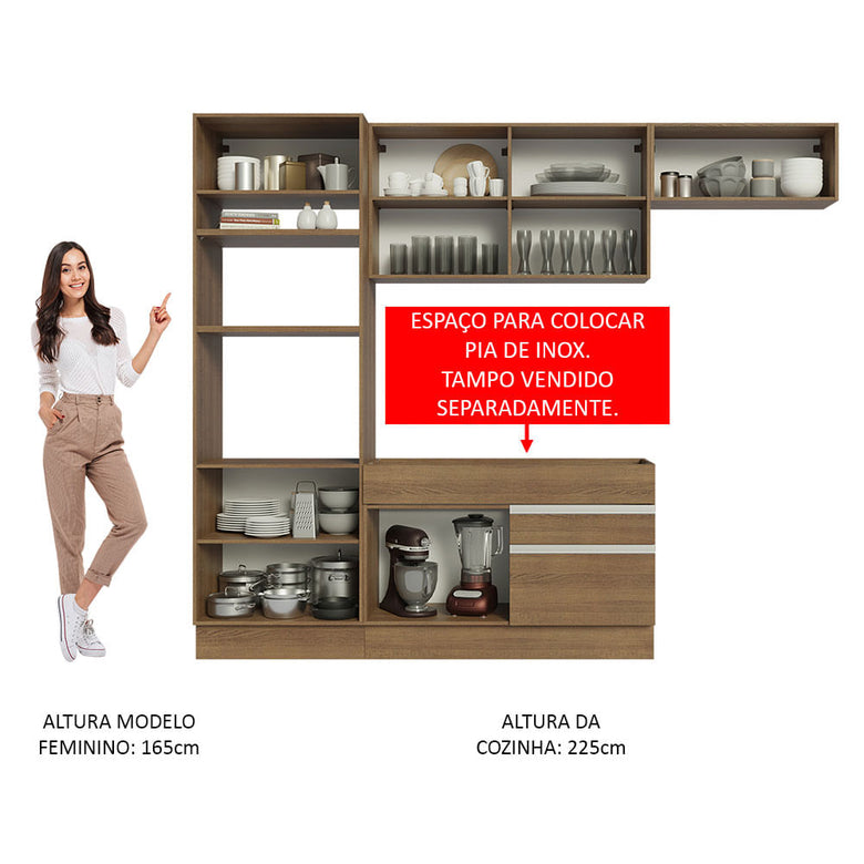 Armário de Cozinha Completa 270cm Rustic Glamy Madesa 15