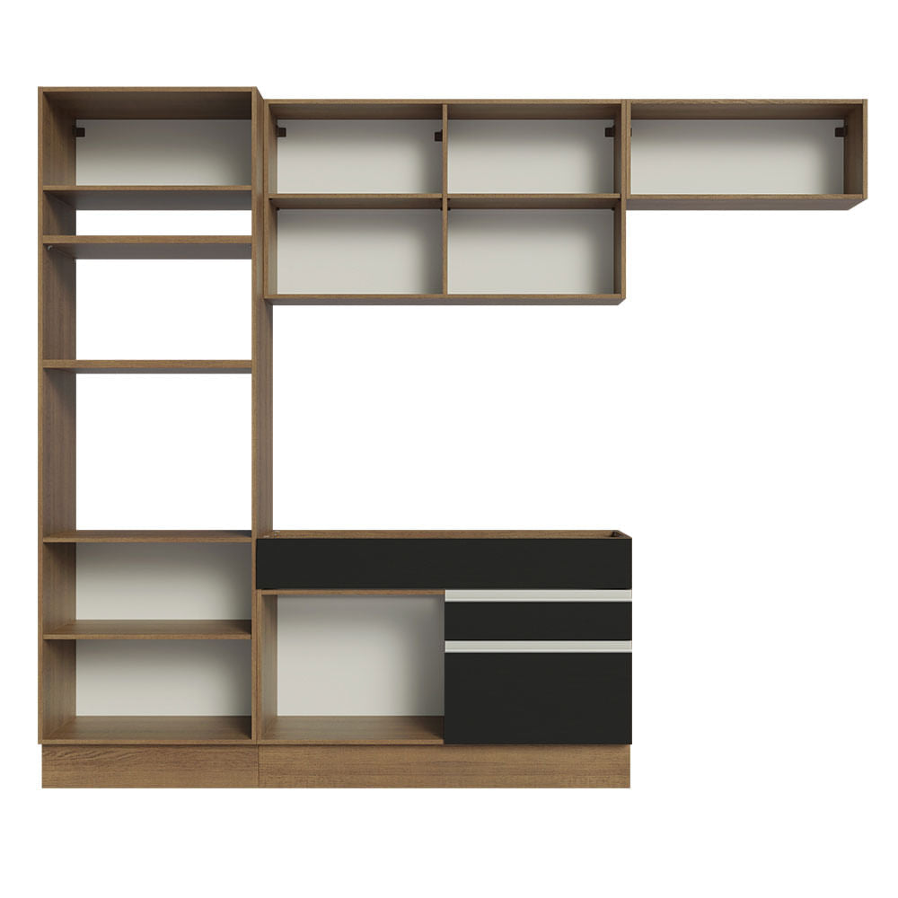 Armário de Cozinha Completa 270cm Rustic/Preto Glamy Madesa 15