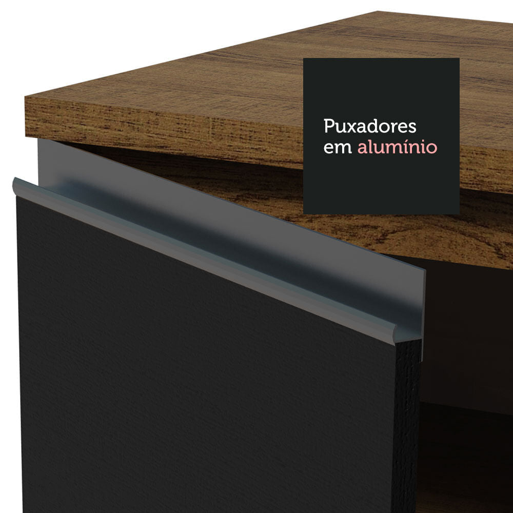 Armário de Cozinha Completa 270cm Rustic/Preto Glamy Madesa 15