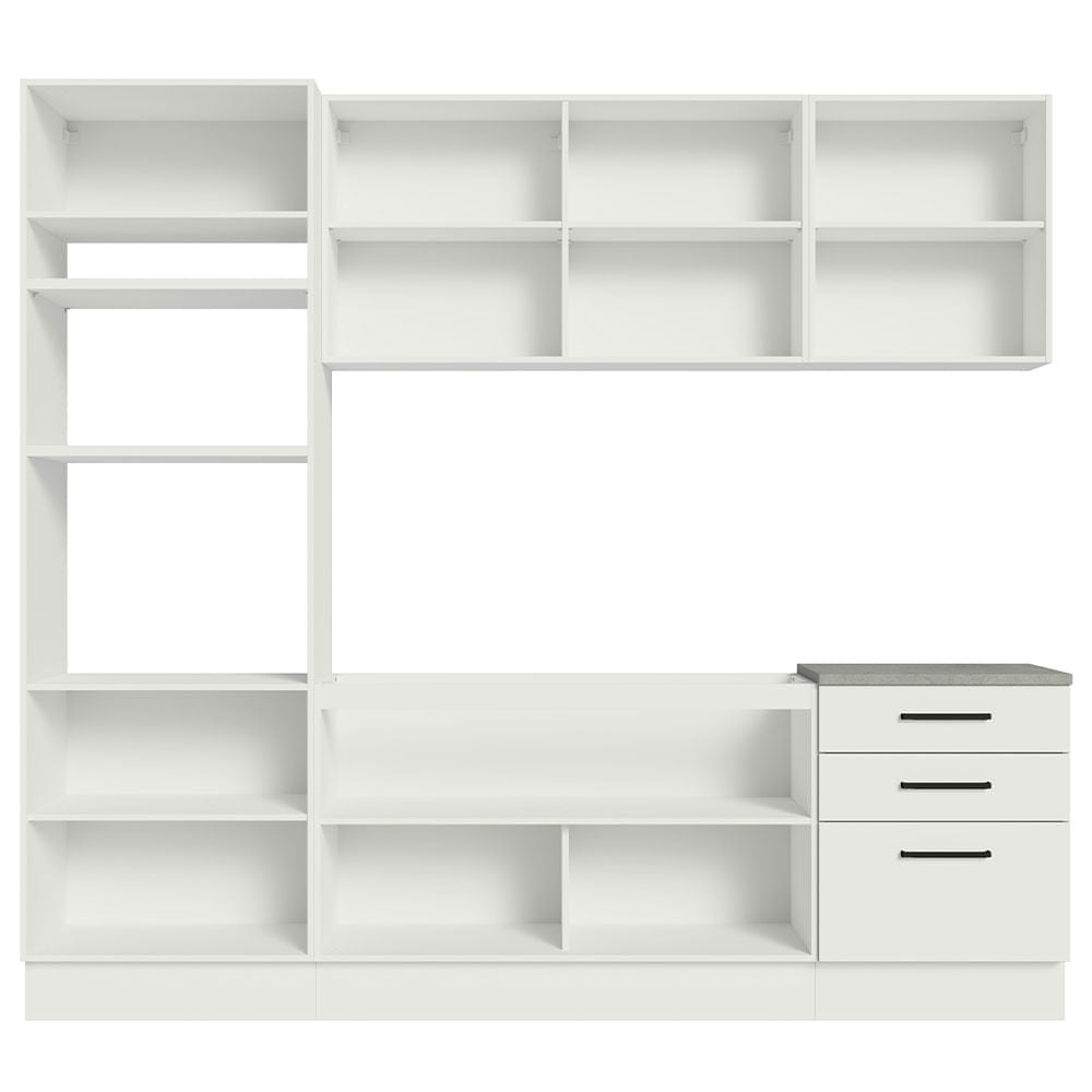 Armário de Cozinha Completa 250cm Branco Agata Madesa 01