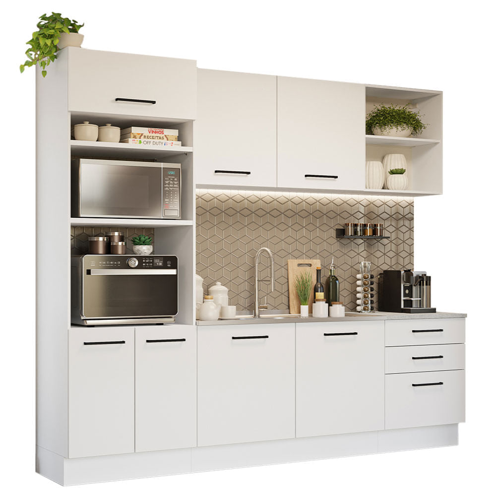 Armário de Cozinha Completa 250cm Branco Agata Madesa 01 - Branco