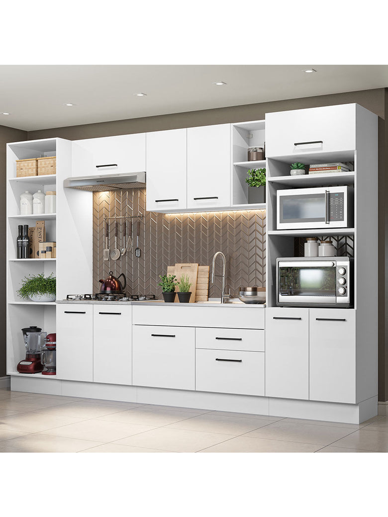 Armário de Cozinha Completa 330cm Branco Agata Madesa 02