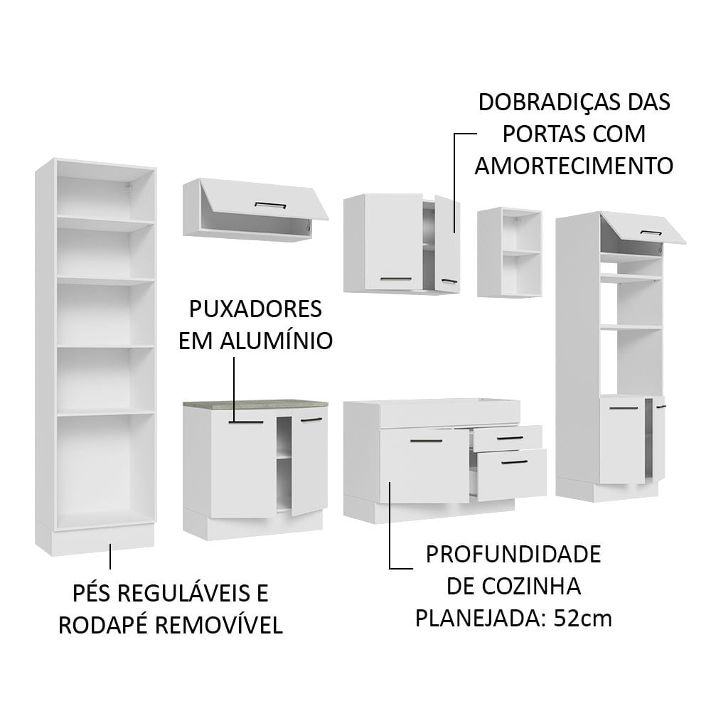 Armário de Cozinha Completa 330cm Branco Agata Madesa 02