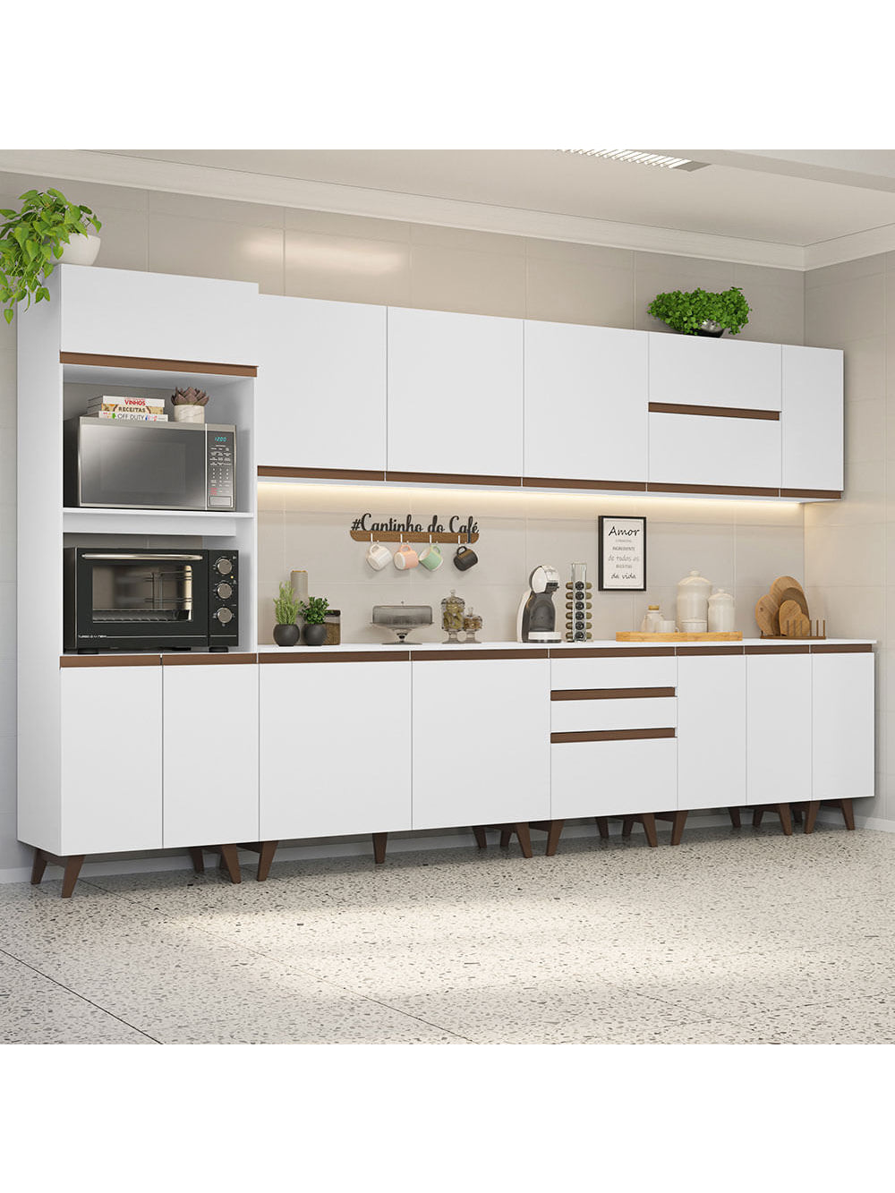 Armário de Cozinha Completa 355cm Branco Reims da Sabrina Madesa - Branco