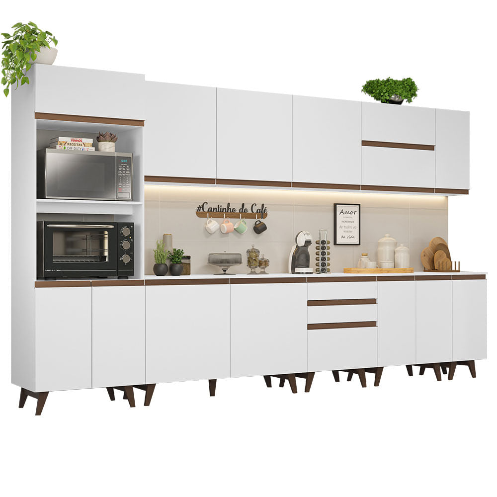 Armário de Cozinha Completa 355cm Branco Reims da Sabrina Madesa - Branco