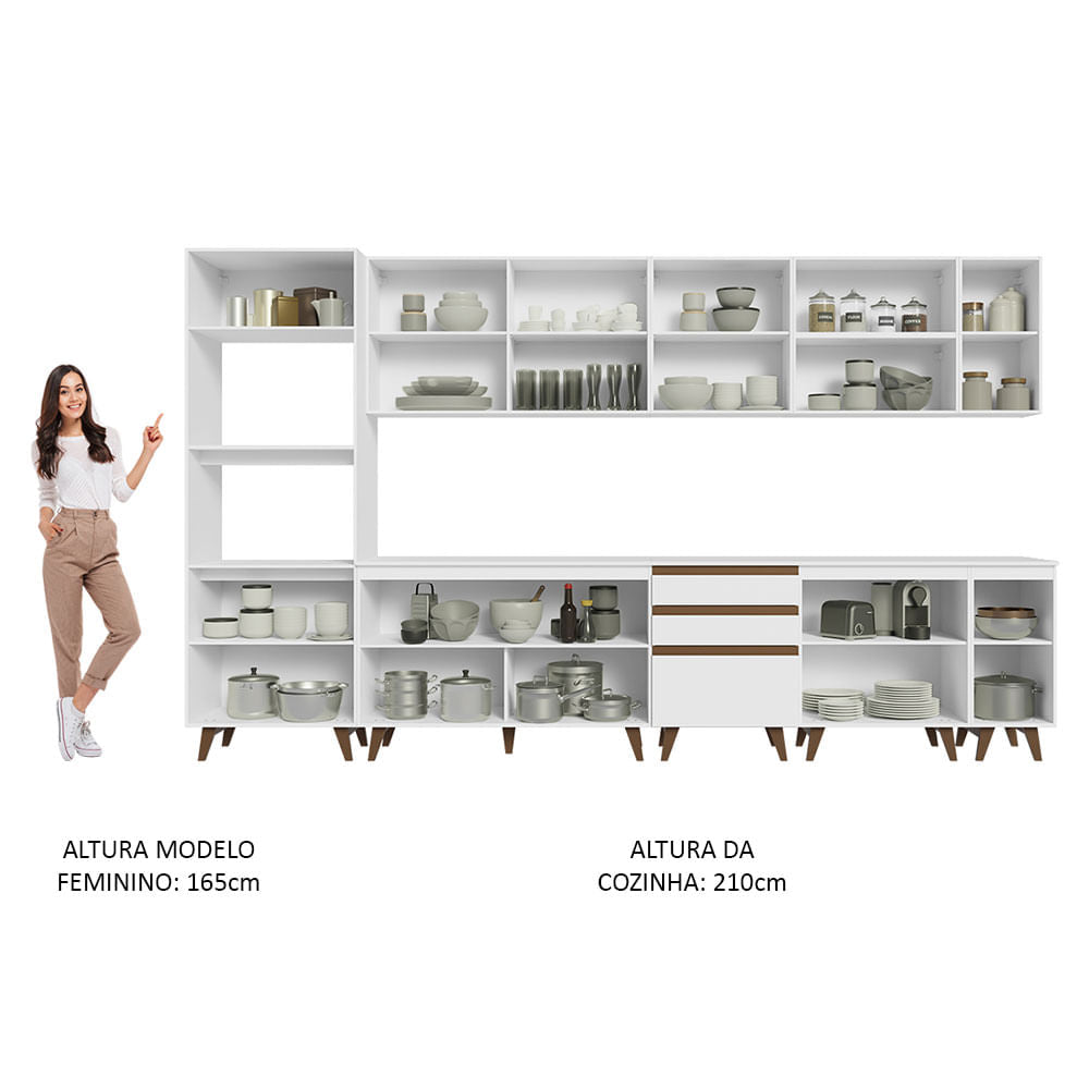 Armário de Cozinha Completa 355cm Branco Reims da Sabrina Madesa