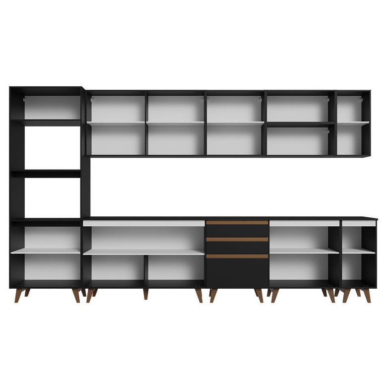 Armário de Cozinha Completa 355cm Preto Reims da Sabrina Madesa