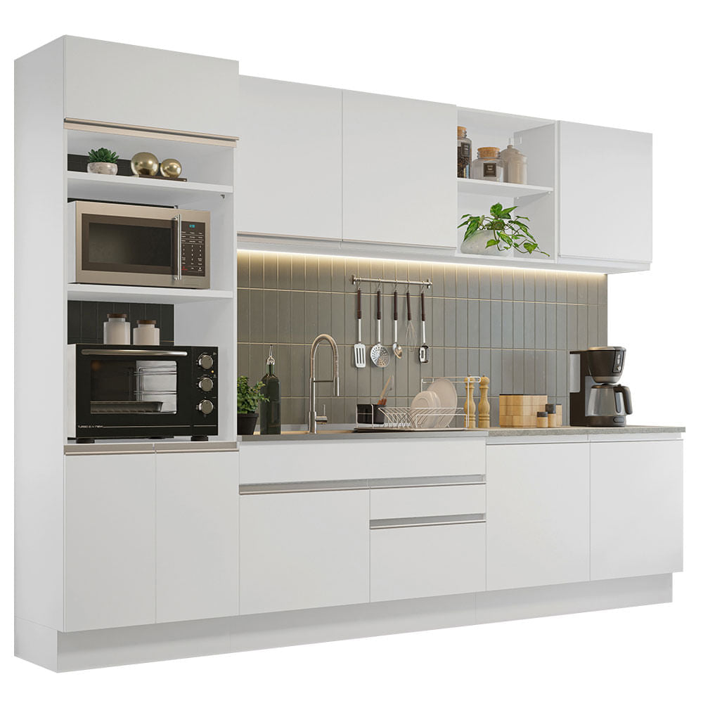 Armário de Cozinha Completa 310cm Branco Glamy Madesa 02 - Branco
