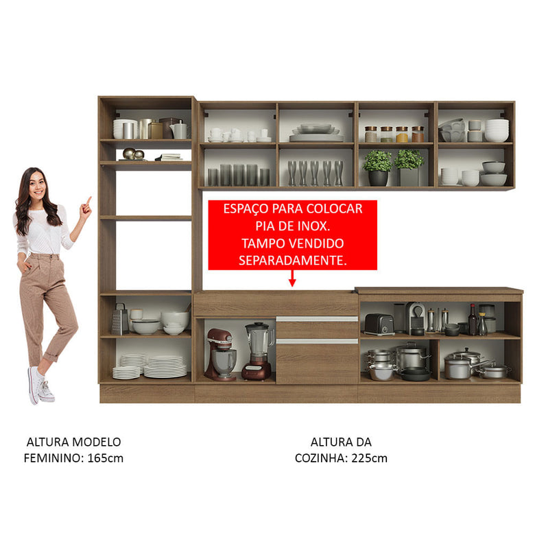 Armário de Cozinha Completa 310cm Rustic Glamy Madesa 02
