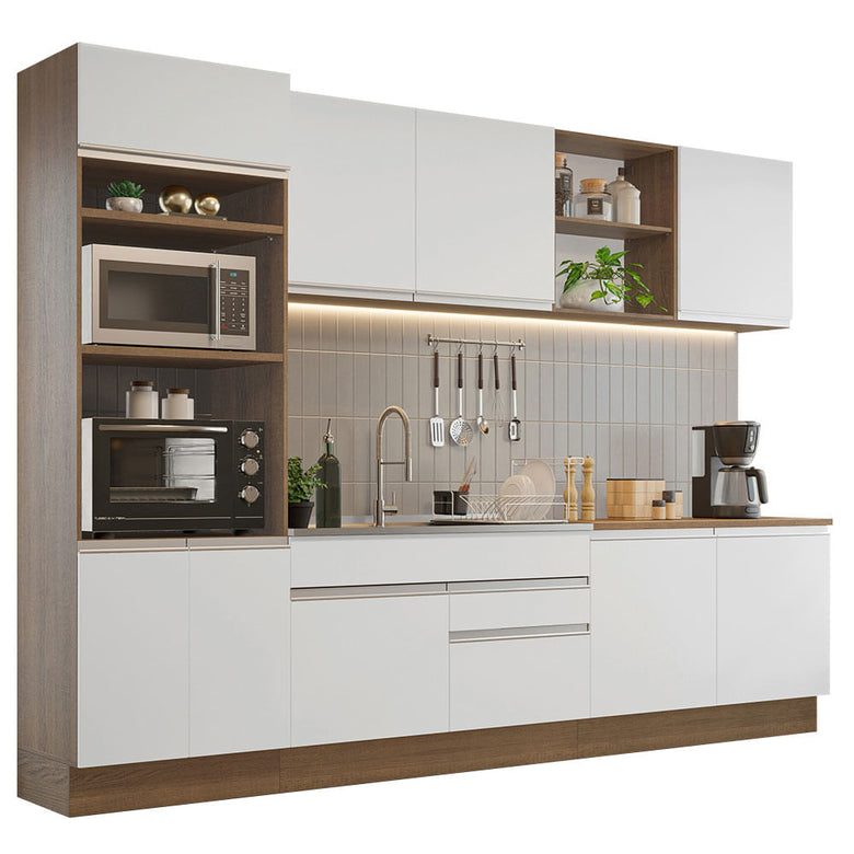 Armário de Cozinha Completa 310cm Rustic/Branco Glamy Madesa 02