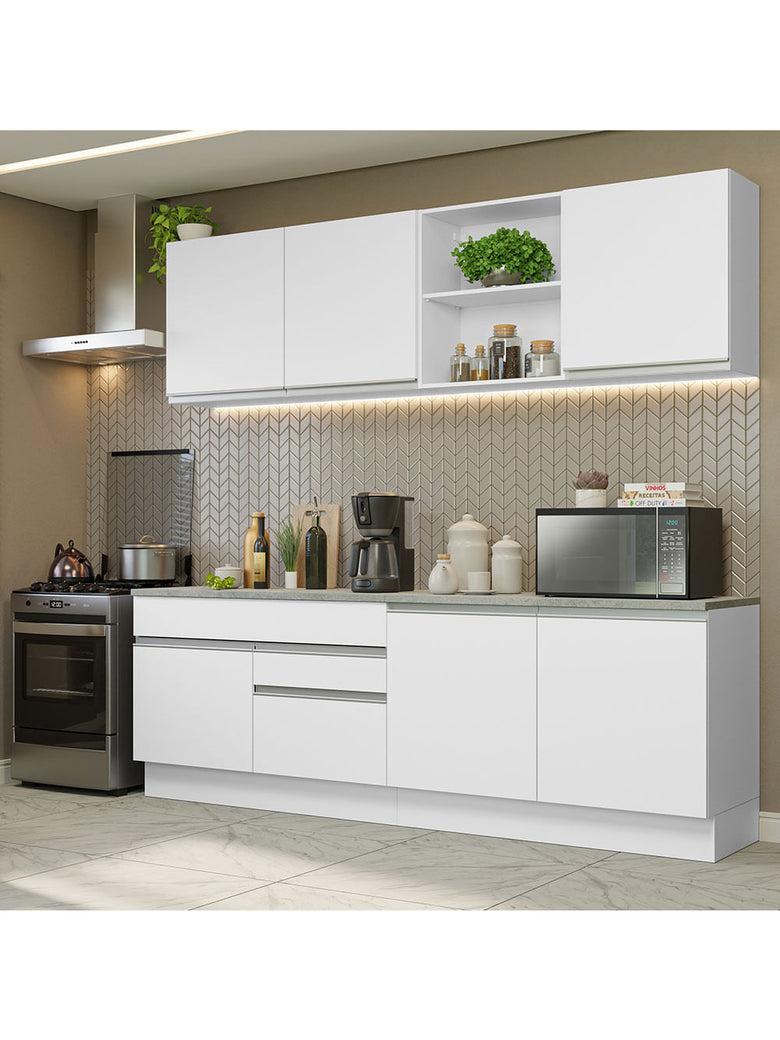 Armário de Cozinha Completa 240cm Branco Glamy Madesa 06