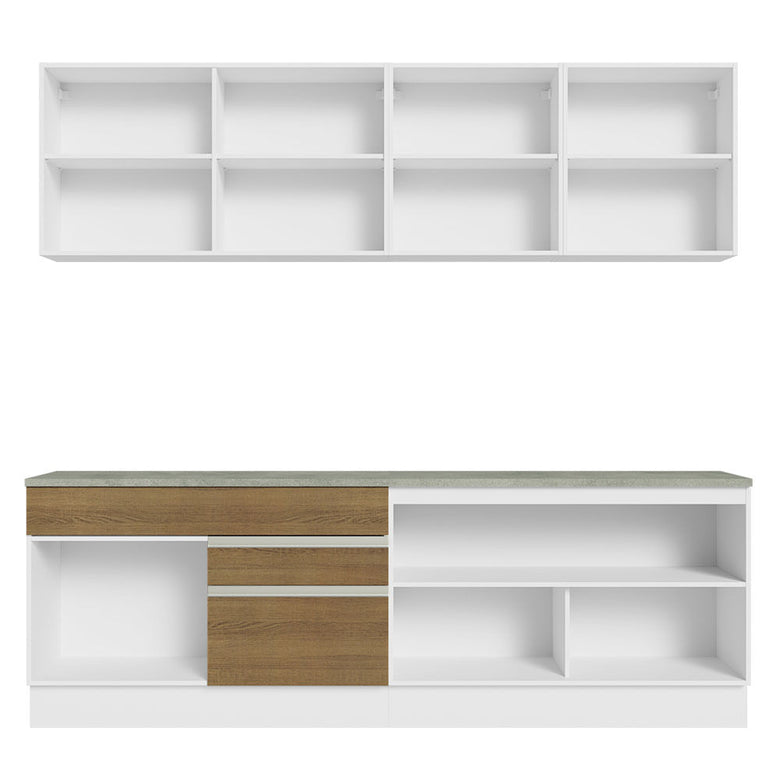 Armário de Cozinha Completa 240cm Branco/Rustic Glamy Madesa 06