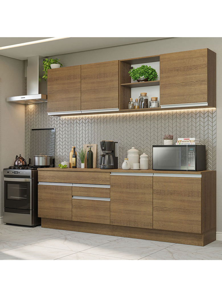 Armário de Cozinha Completa 240cm Rustic Glamy Madesa 06