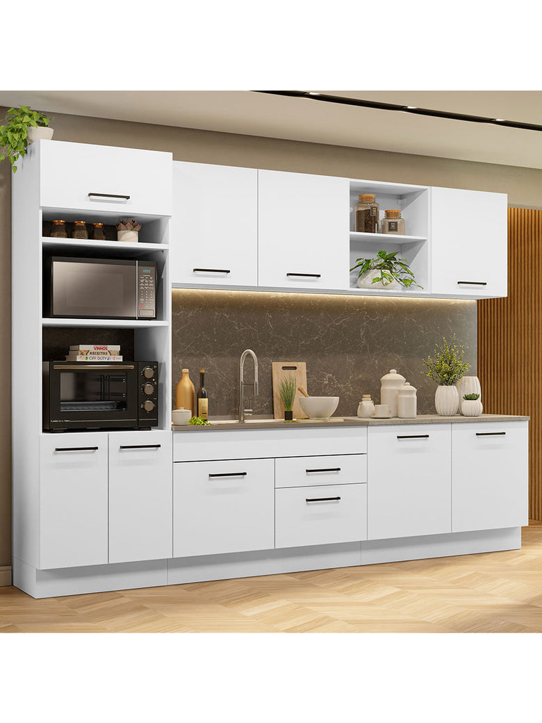 Armário de Cozinha Completa 310cm Branco Agata Madesa 02
