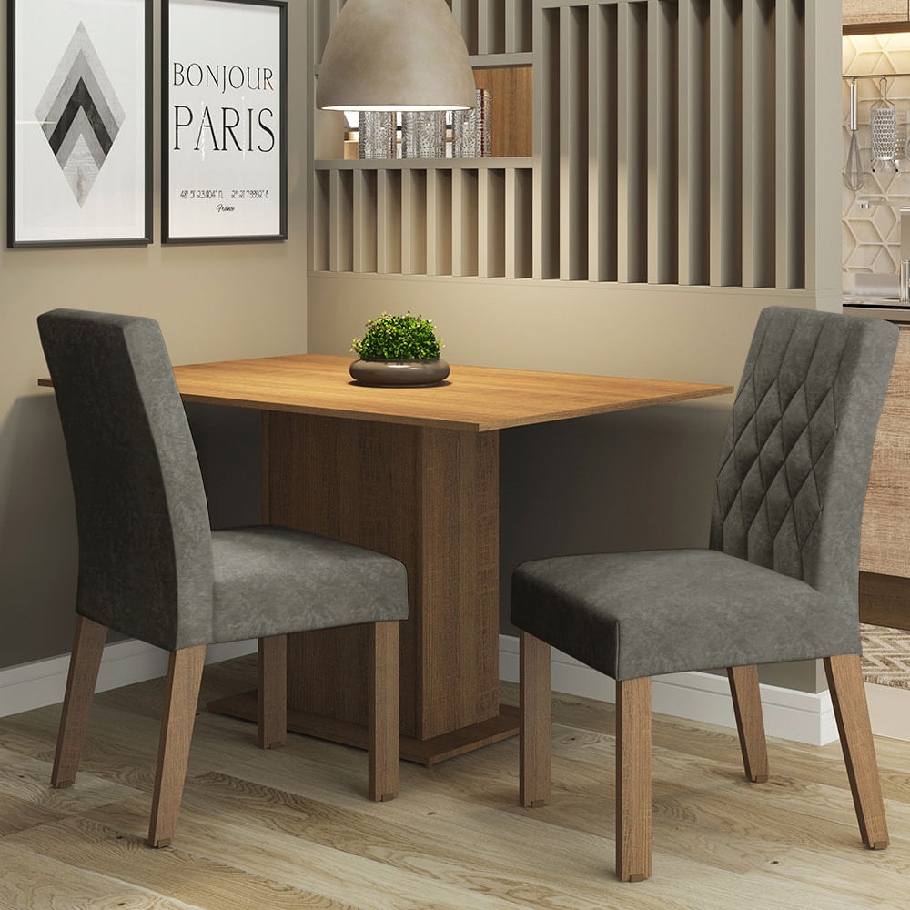 Kit 2 Cadeiras de Jantar 4256 Rustic/Silver Madesa - Rustic/Silver