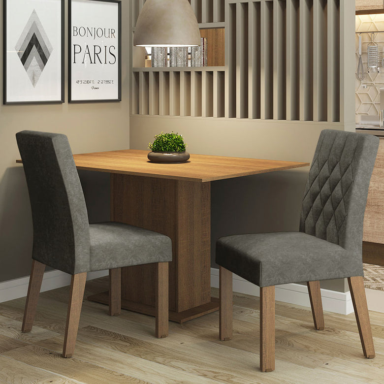 Kit 2 Cadeiras de Jantar 4256 Rustic/Silver Madesa