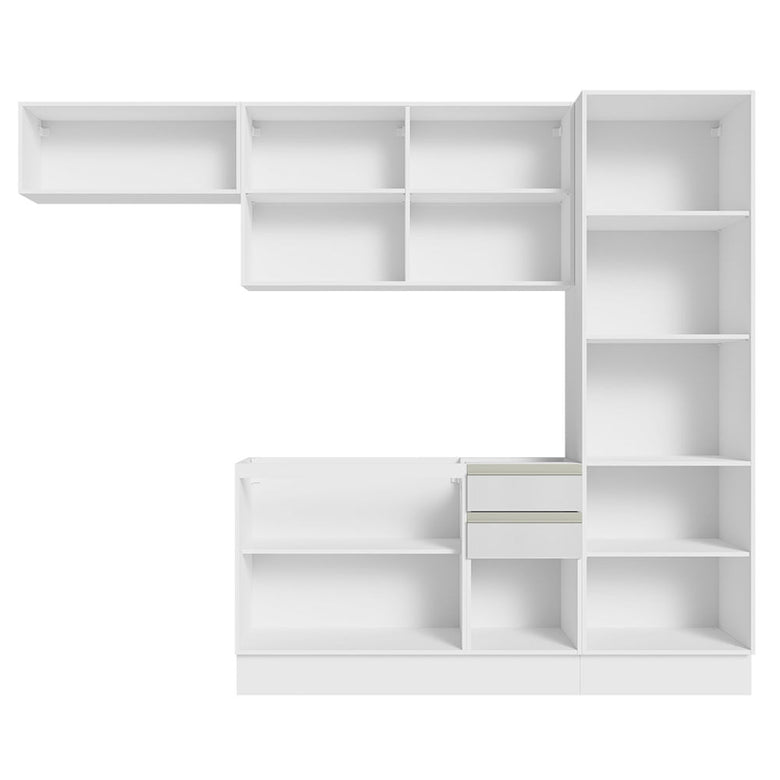 Armário de Cozinha Completa 260cm 100% MDF Frentes Branco Brilho Acordes Madesa 04