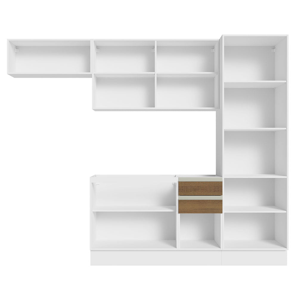 Armário de Cozinha Completa 260cm 100% MDF Branco/Rustic Acordes Madesa 04