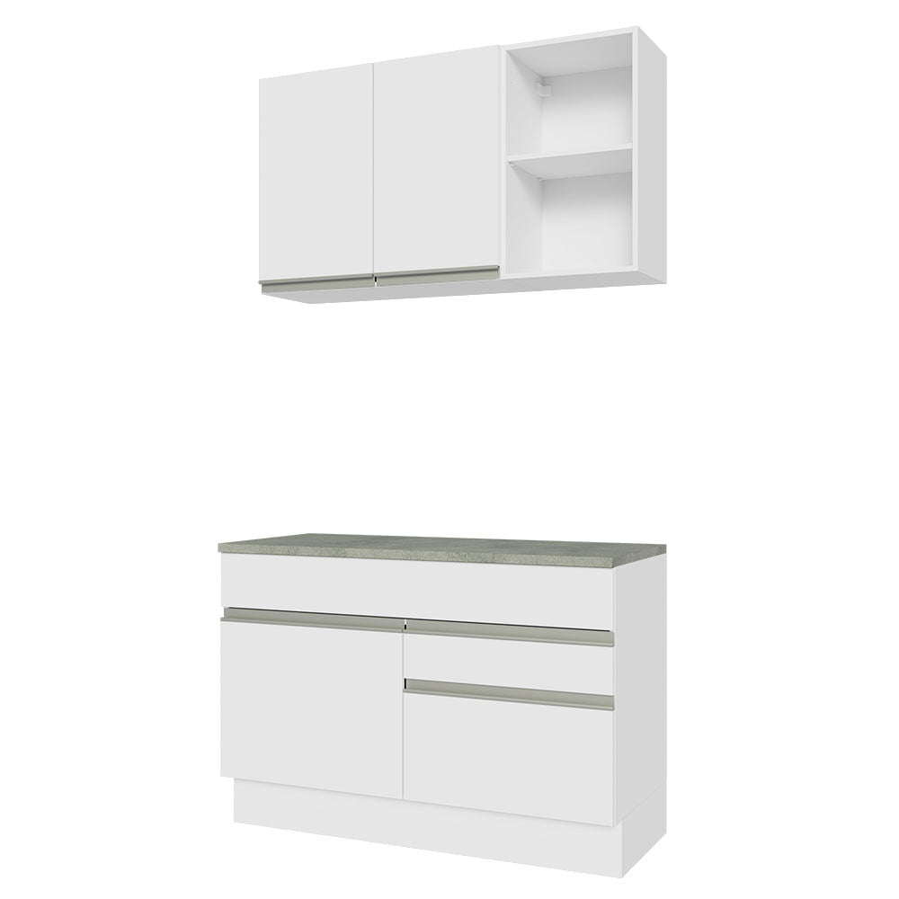 Armário de Cozinha Compacta 120cm Branco Glamy Madesa 08