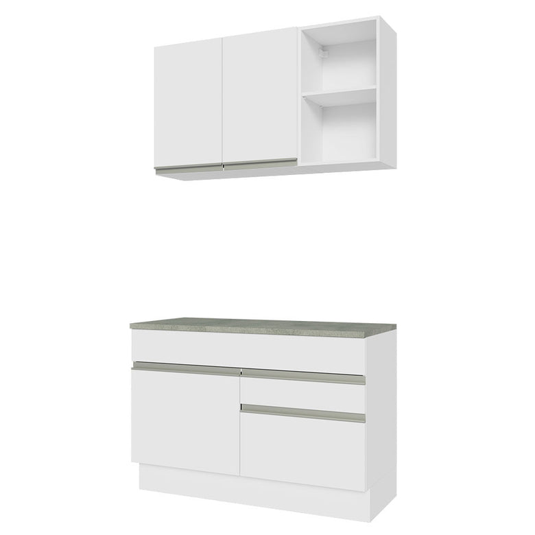 Armário de Cozinha Compacta 120cm Branco Glamy Madesa 08