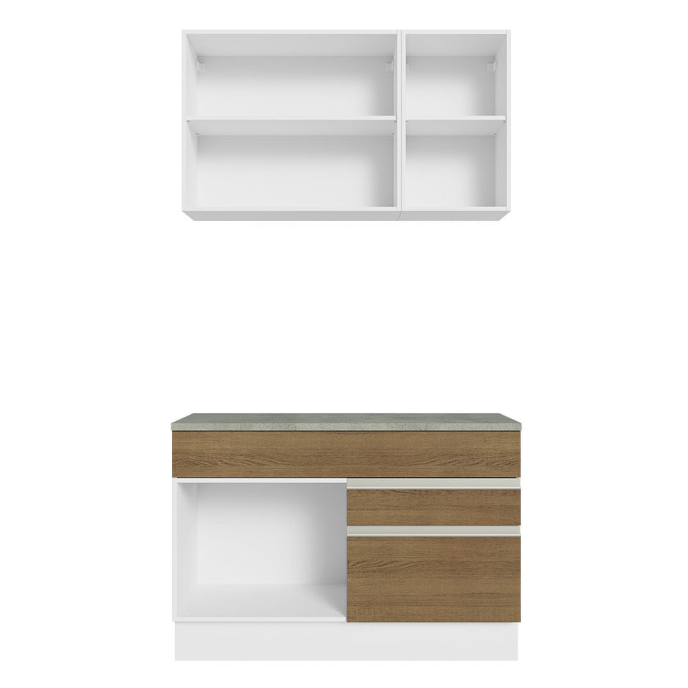 Armário de Cozinha Compacta 120cm Branco/Rustic Glamy Madesa 08