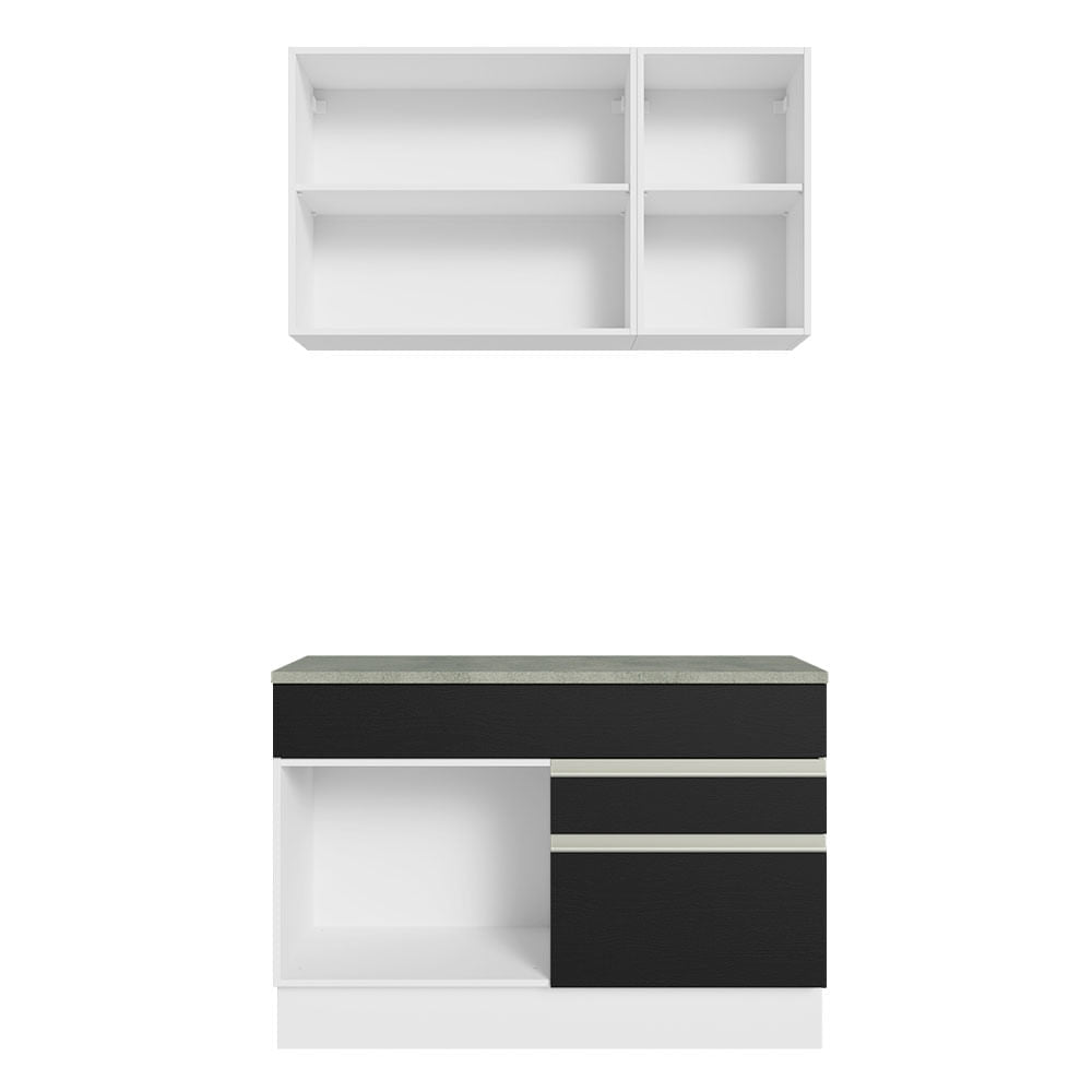 Armário de Cozinha Compacta 120cm Branco/Preto Glamy Madesa 08