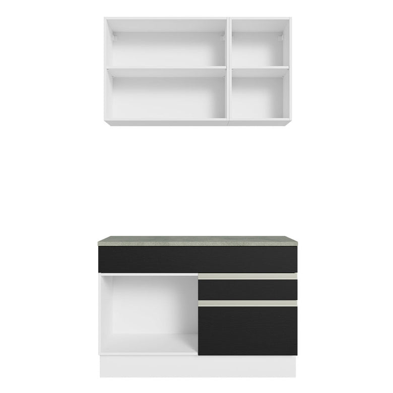 Armário de Cozinha Compacta 120cm Branco/Preto Glamy Madesa 08
