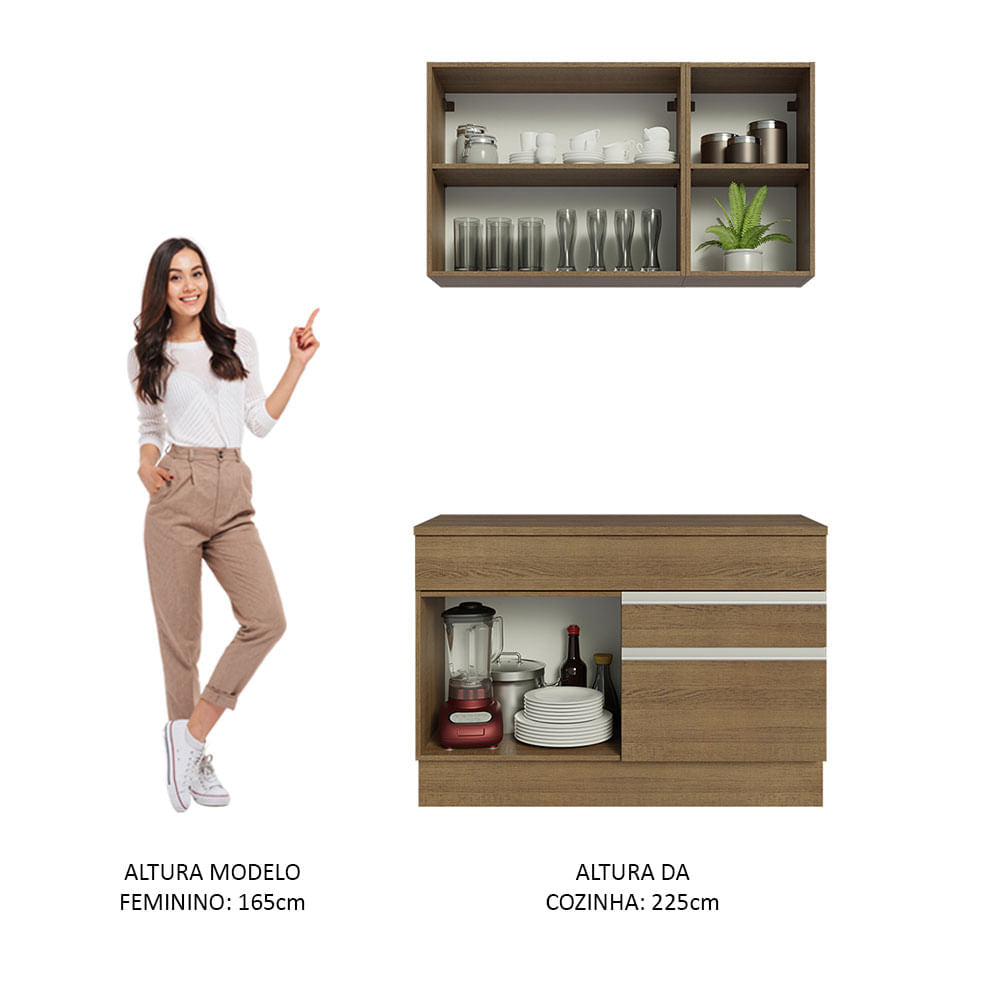 Armário de Cozinha Compacta 120cm Rustic Glamy Madesa 08