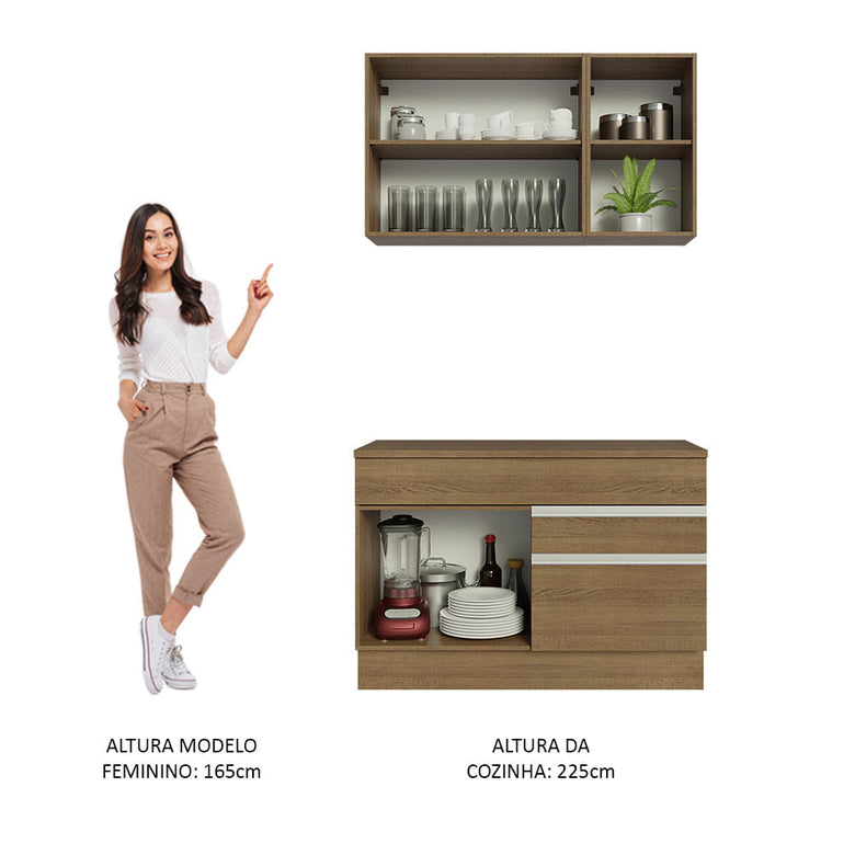 Armário de Cozinha Compacta 120cm Rustic Glamy Madesa 08