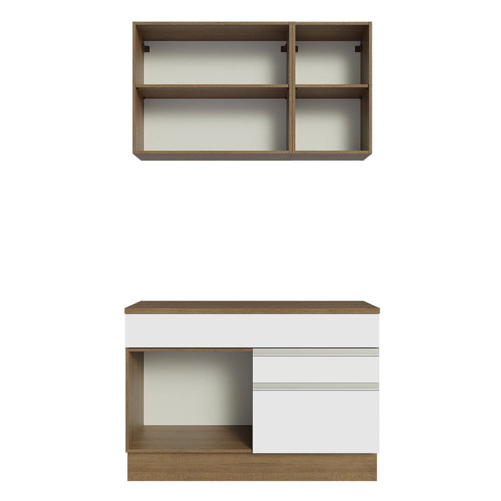 Armário de Cozinha Compacta 120cm Rustic/Branco Glamy Madesa 08