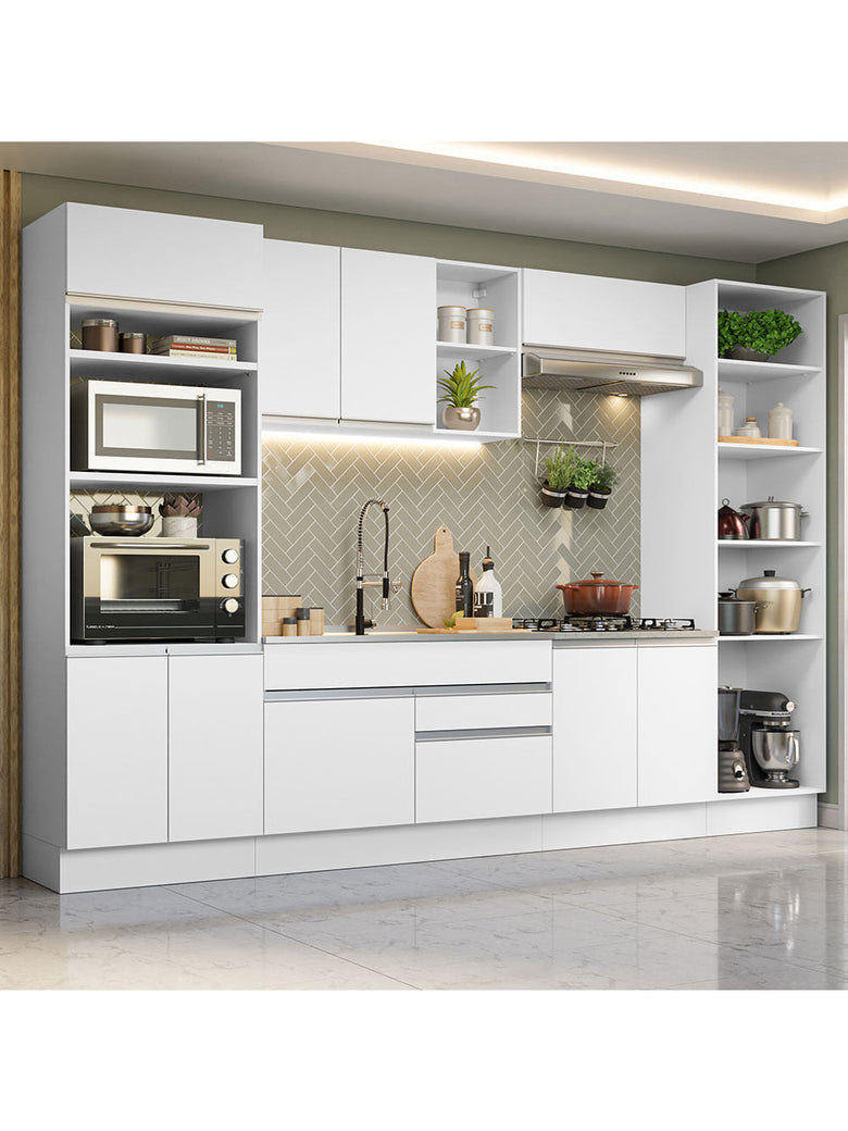 Armário de Cozinha Completa 330cm Branco Glamy Madesa 03