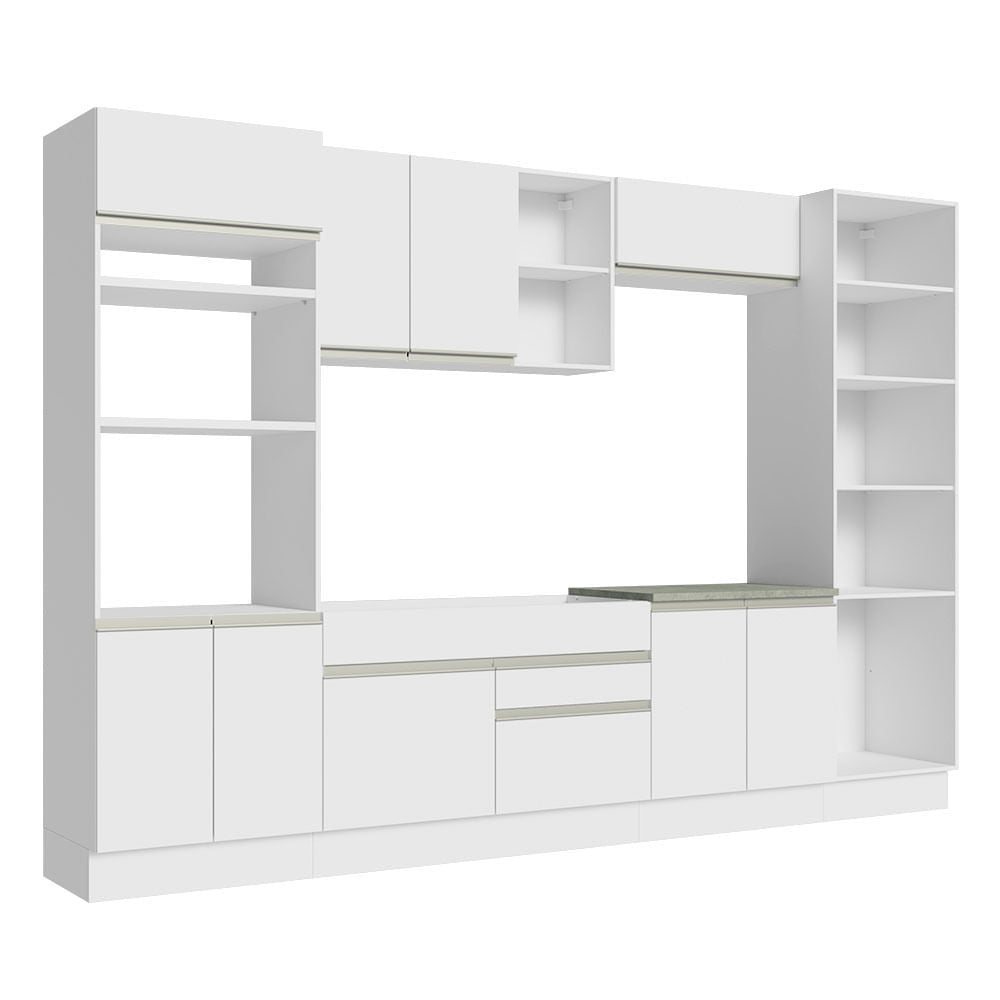 Armário de Cozinha Completa 330cm Branco Glamy Madesa 03