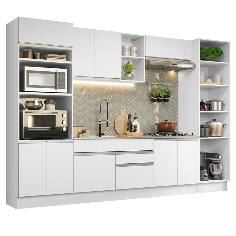 Armário de Cozinha Completa 330cm Branco Glamy Madesa 03