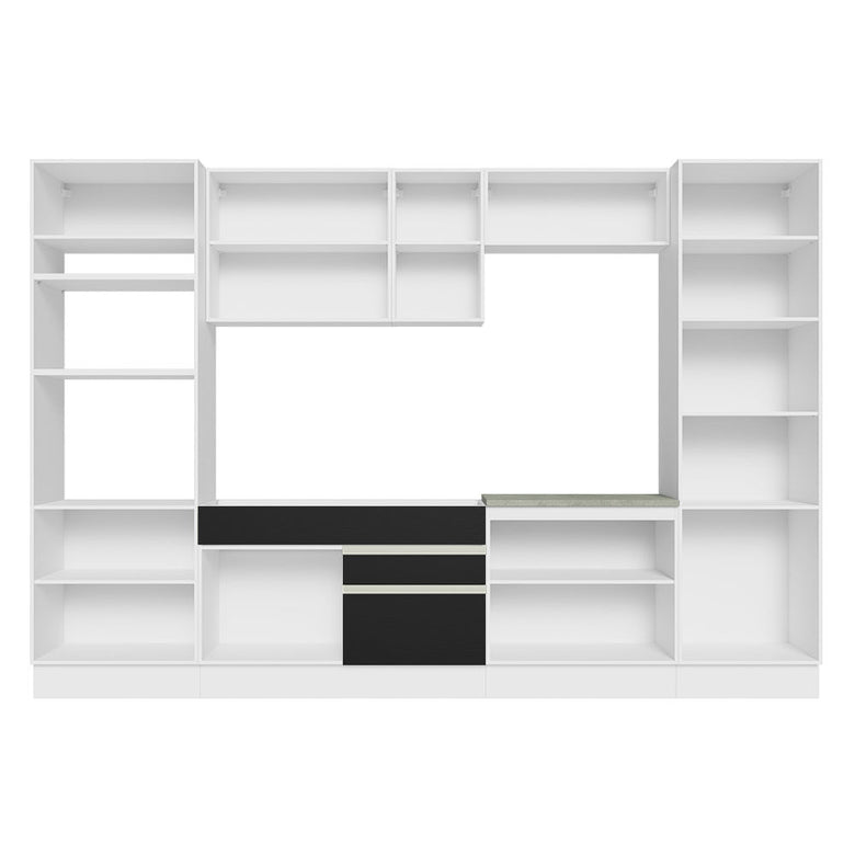 Armário de Cozinha Completa 330cm Branco/Preto Glamy Madesa 03