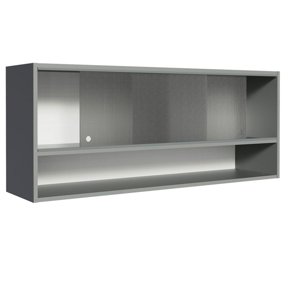 Armário Aéreo 2 Portas de Correr de Vidro Pontilhado e 1 Nicho Cinza Nice Madesa