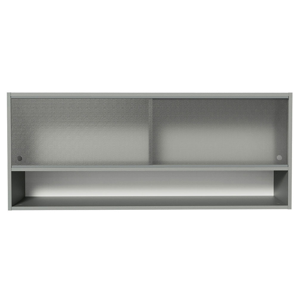 Armário Aéreo 2 Portas de Correr de Vidro Pontilhado e 1 Nicho Cinza Nice Madesa