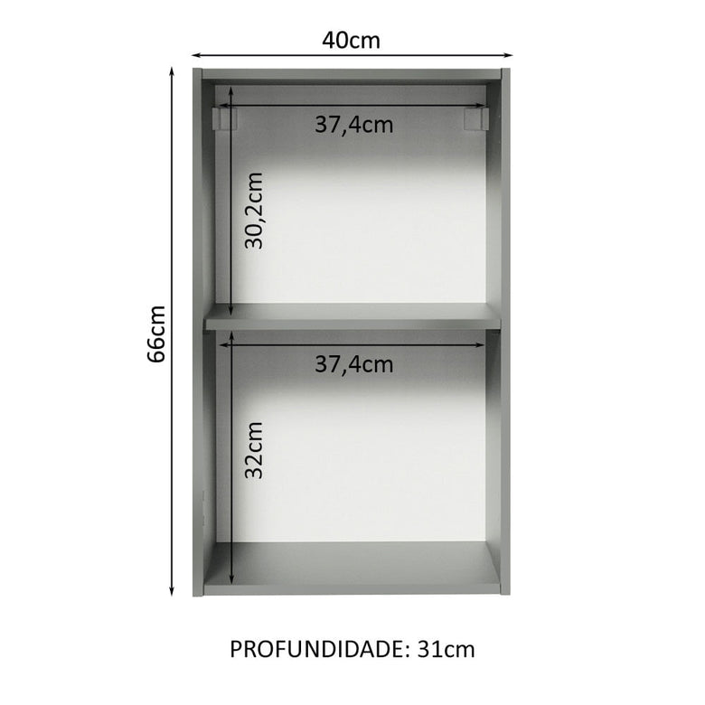 Armário Aéreo 40 cm 1 Porta Cinza Nice Madesa