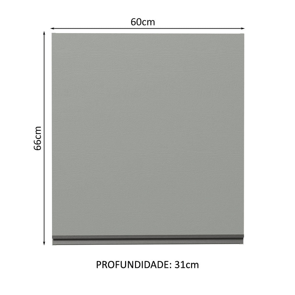 Armário Aéreo 60 cm 1 Porta Cinza Nice Madesa - Cinza