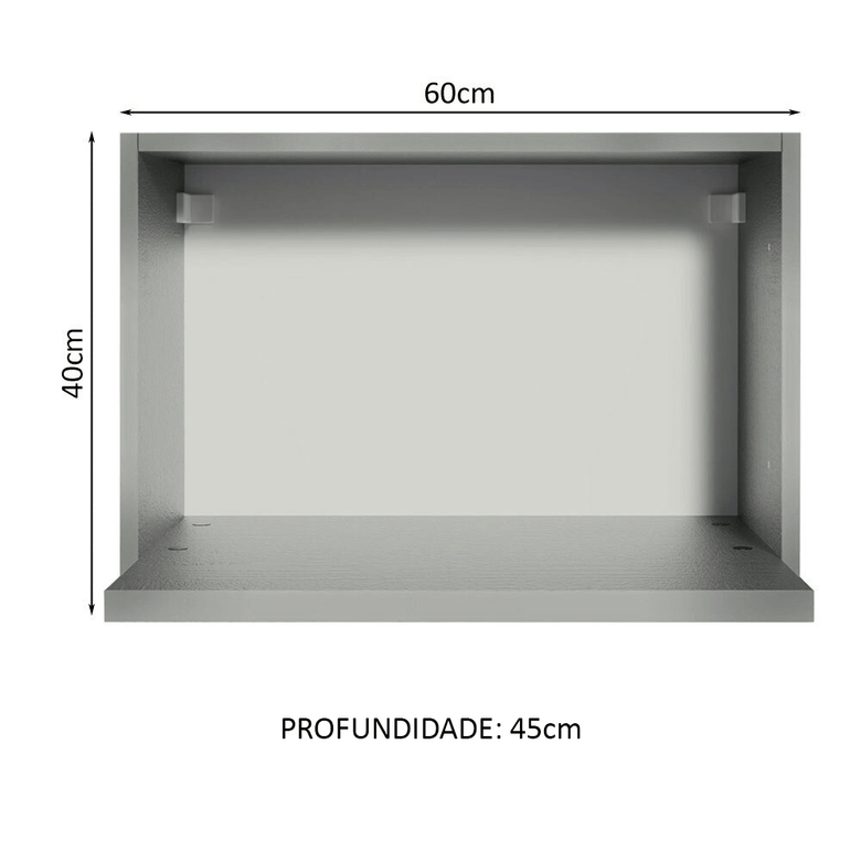 Armário Aéreo 60 cm Nicho para Microondas e Forno Elétrico Cinza Nice Madesa
